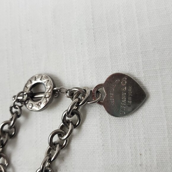 Gorgeous Vintage Tiffany & Co 925 Sterling Silver Heart & Tag Toggle Bracelet - Picture 11 of 14